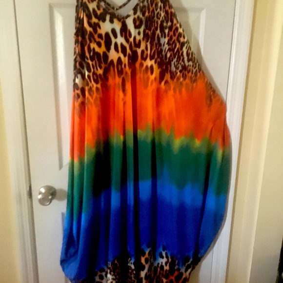 Plus Tie Dye & Leopard Cami Dress Size 1X (20) - Picture 2 of 6